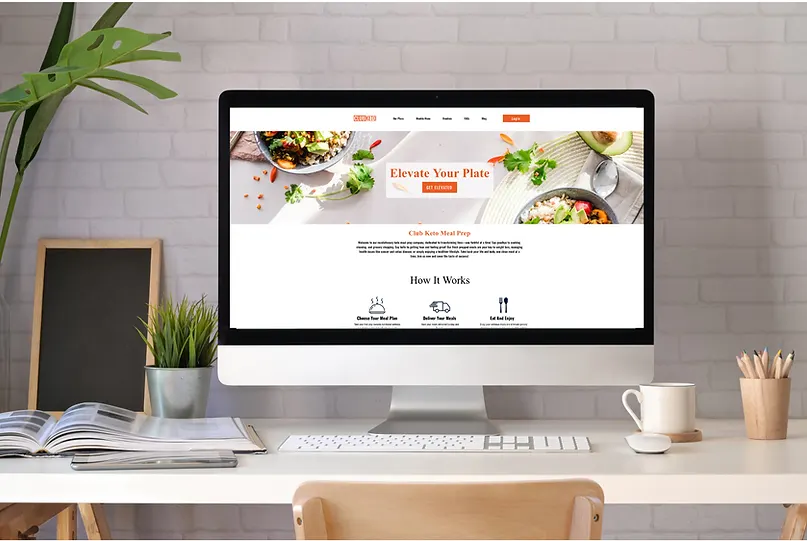 View of Club Keto Meal Prep website homepage displaying appetizing keto-friendly meals and customizable meal plans for health-conscious consumers
