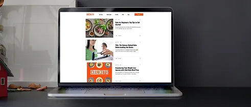 Capture of Club Keto Meal Prep website interface presenting a selection of nutritious keto meals and convenient ordering options for busy individuals