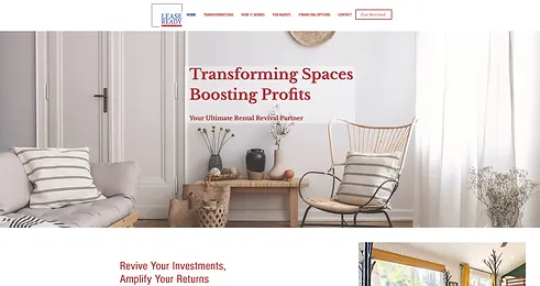Screenshot of the Lease Ready Revive website homepage displaying beautifully renovated properties and compelling leasing offers