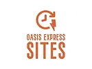 Oasis Express Sites logo: A modern, minimalist design featuring the bold text 'Oasis' alongside abstract graphic elements