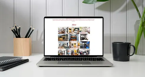 Capture of Lease Ready Revive website interface presenting visually appealing property transformations and leasing information for interested parties